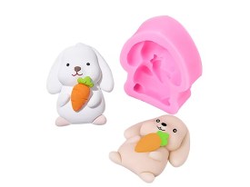 Molde silicona conejo con zanahoria 